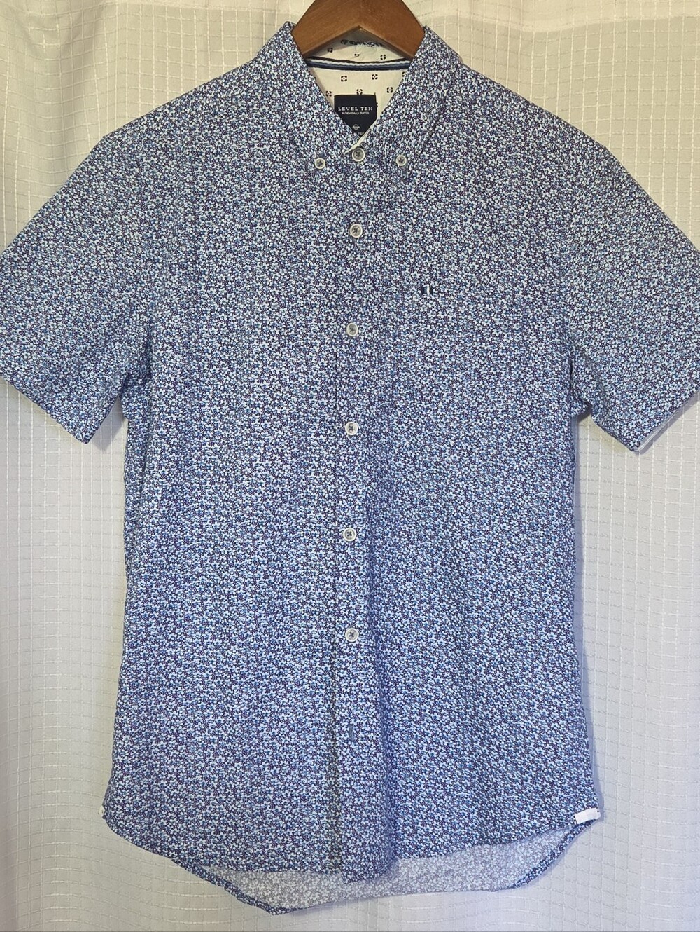 Level Ten Peached Poplin Button Front Shirt Size Small 100% Cotton